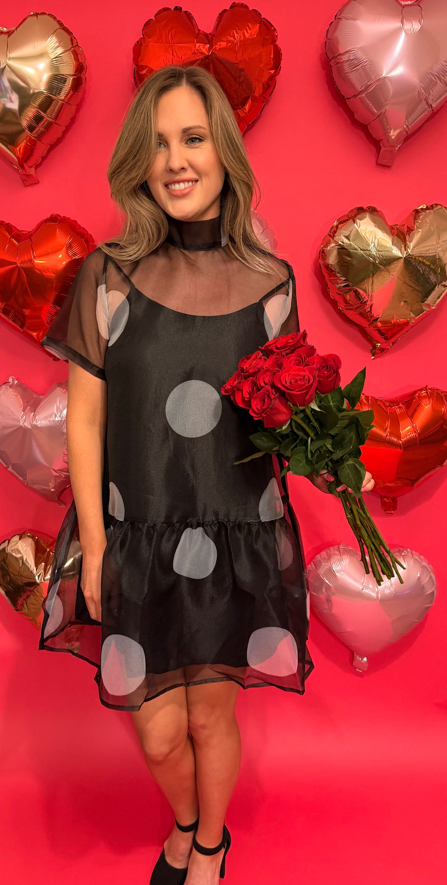 Sheer Polka Dot Dress (Black/White)