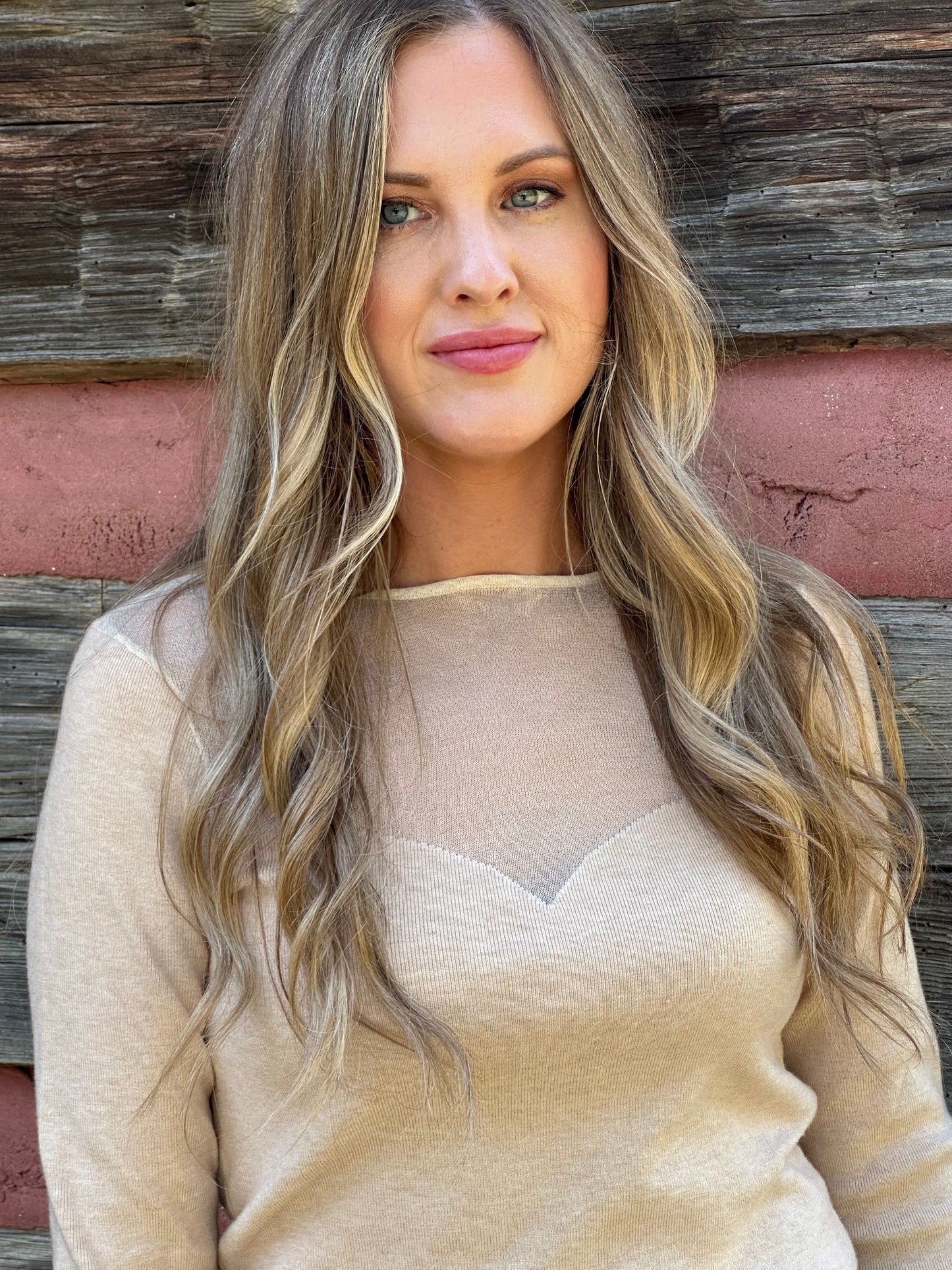 SEMI SHEER SWEETHEART NECK TOP