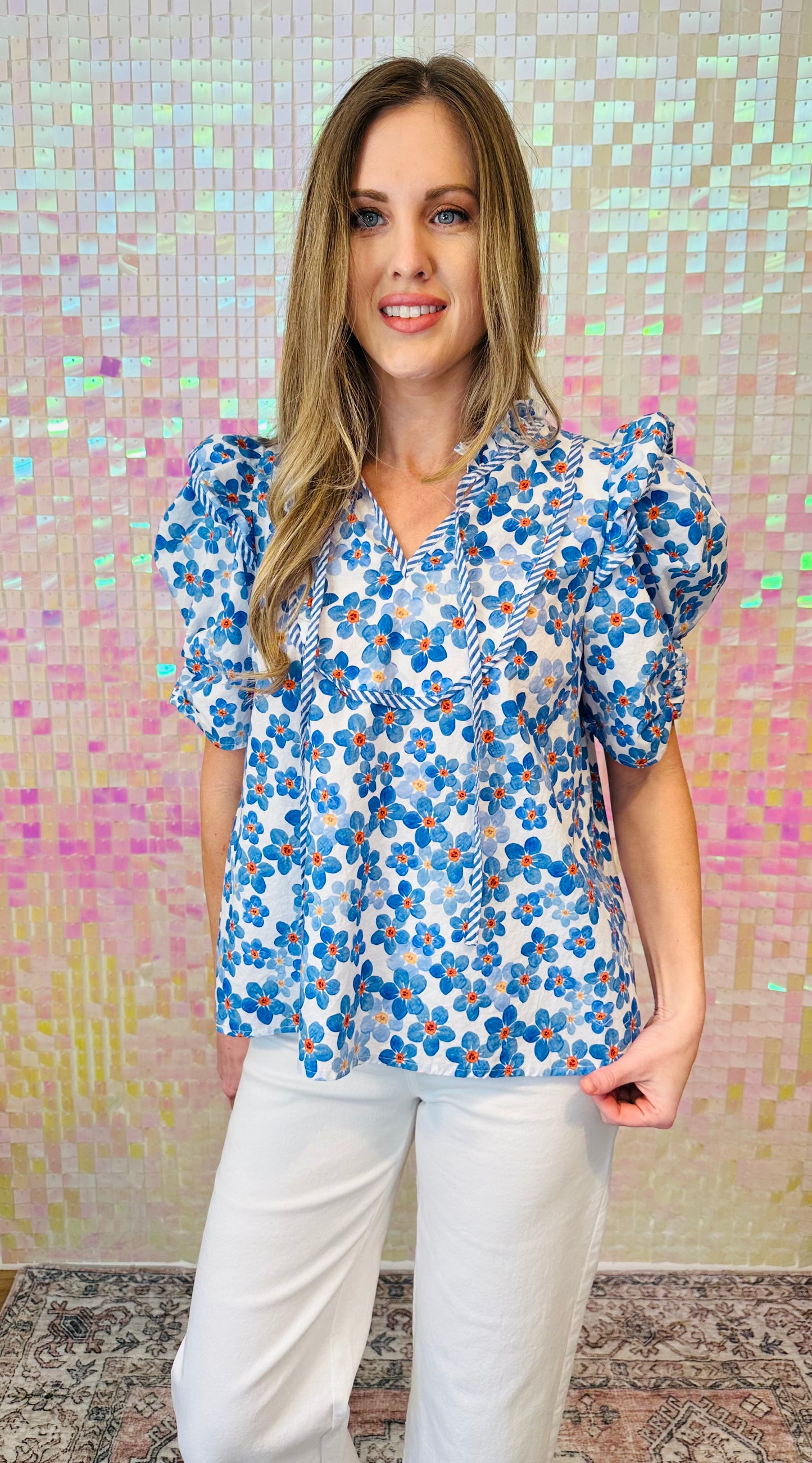 Blue Floral Top