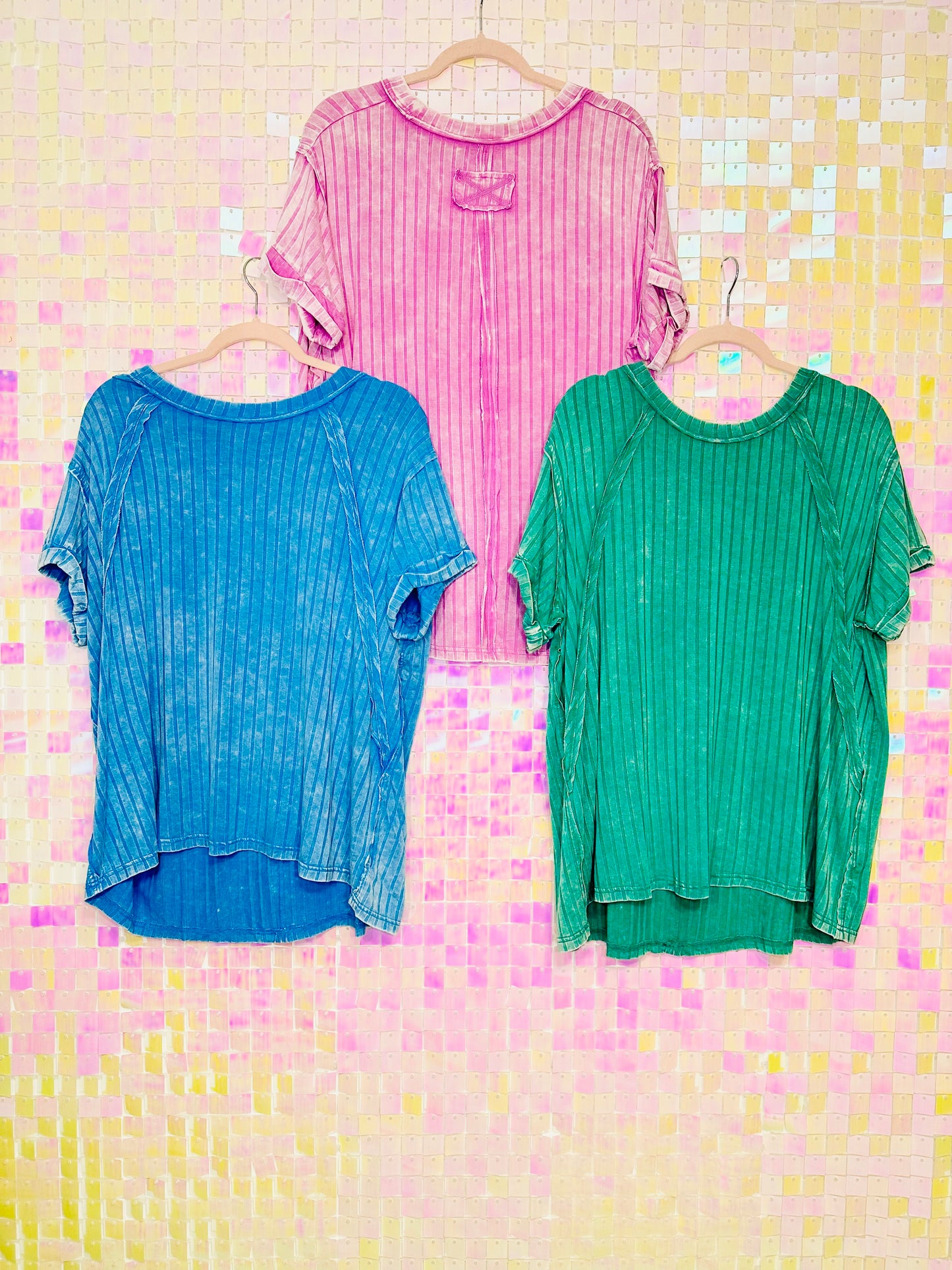 Acid Washed Oversized Tee - PInk