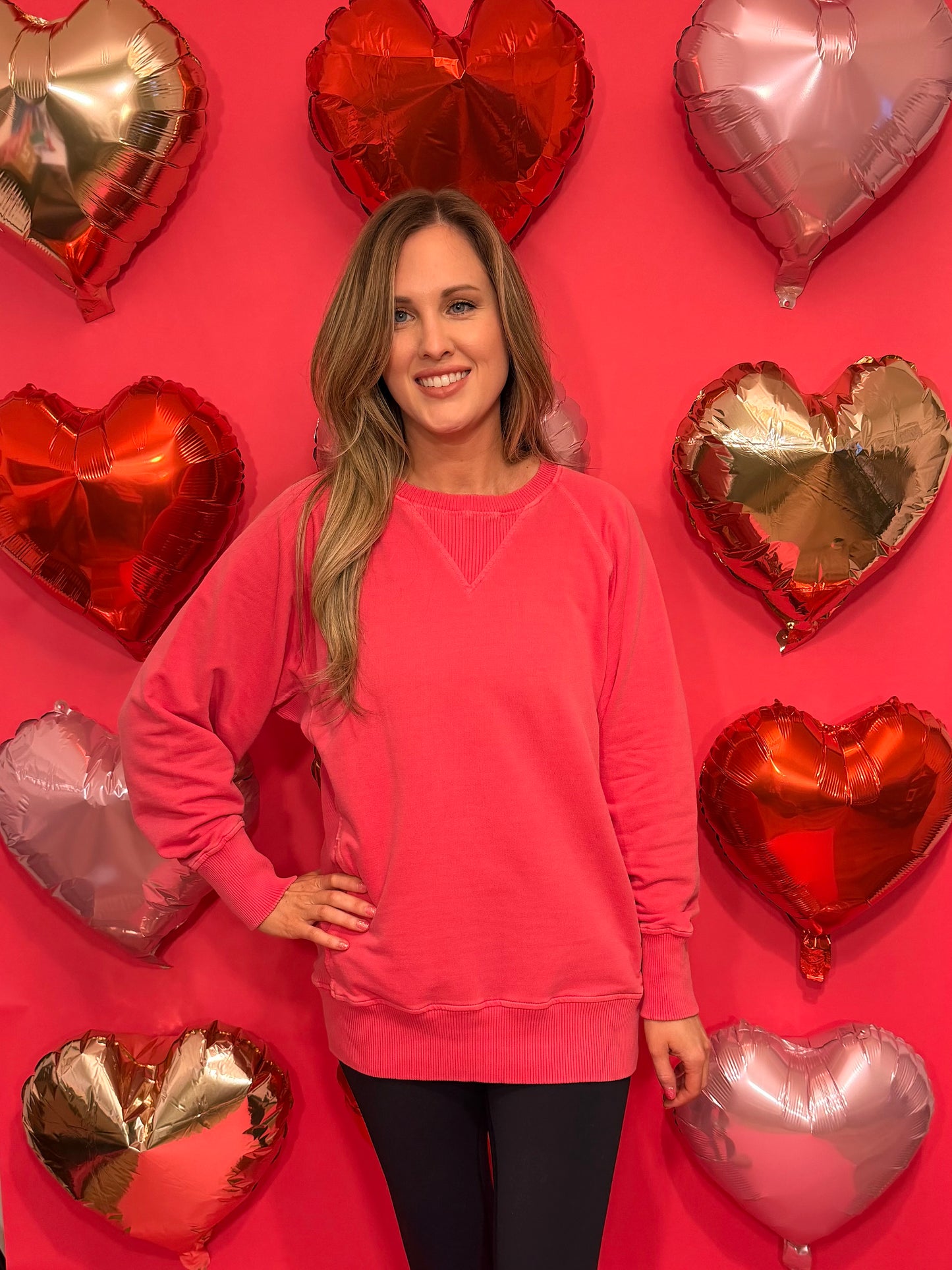 French Terry Pullover w/ Pockets - Red