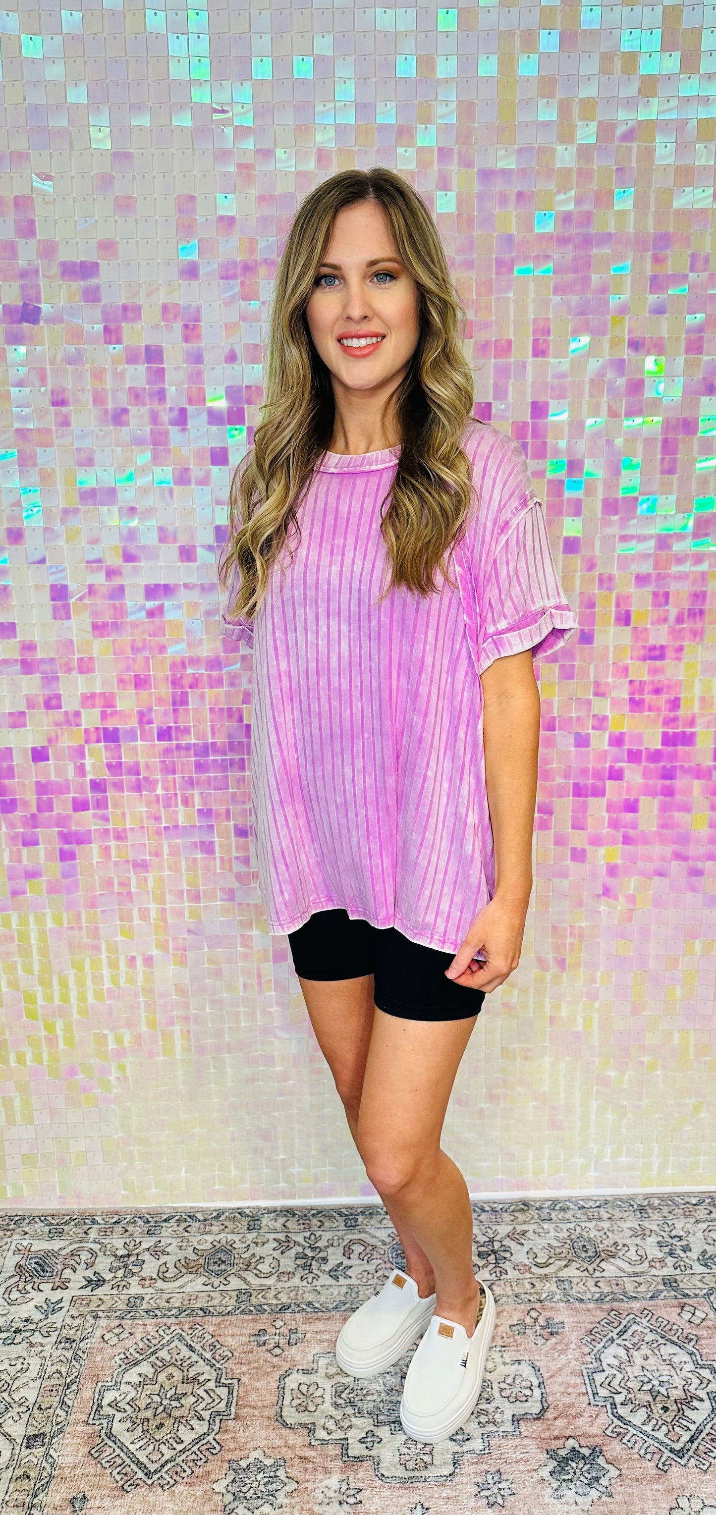 Acid Washed Oversized Tee - PInk