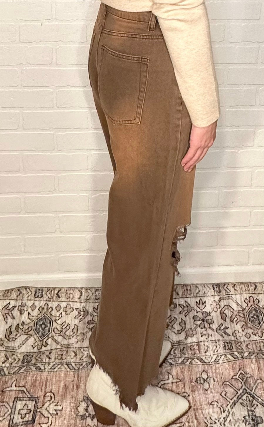 Brown Distressed Denim