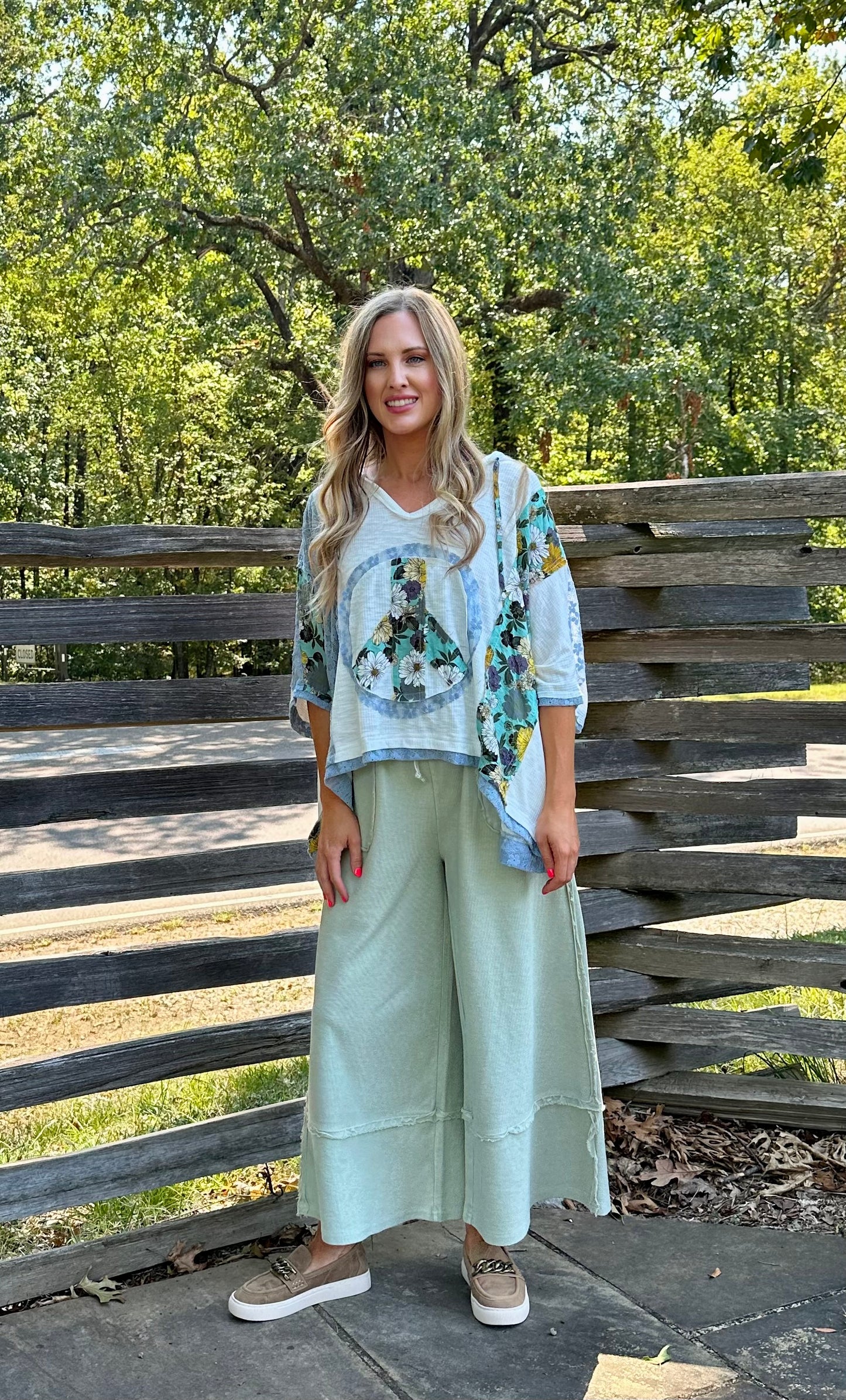 Oversized Peace Patch Top