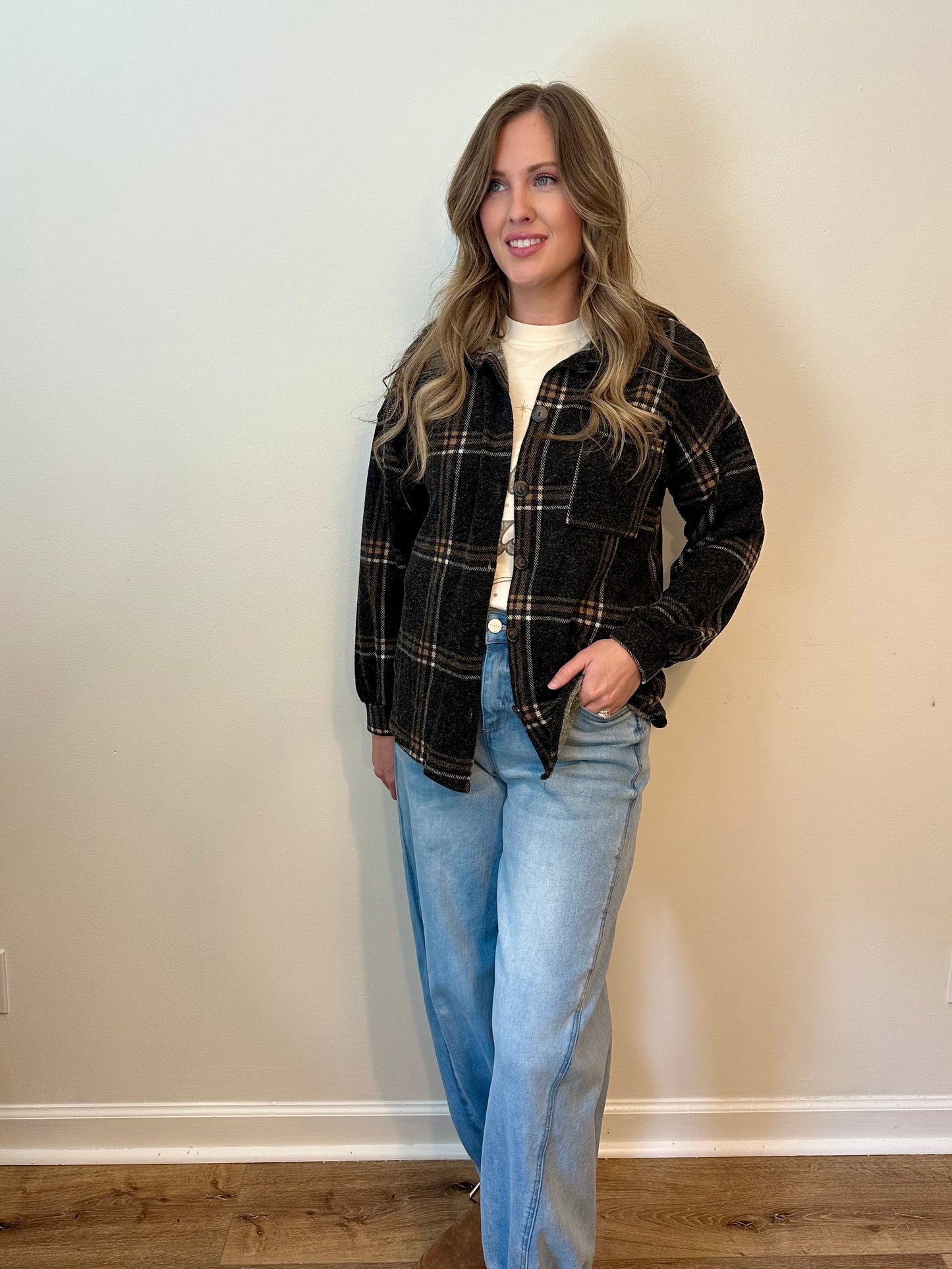 Charcoal Plaid Shacket