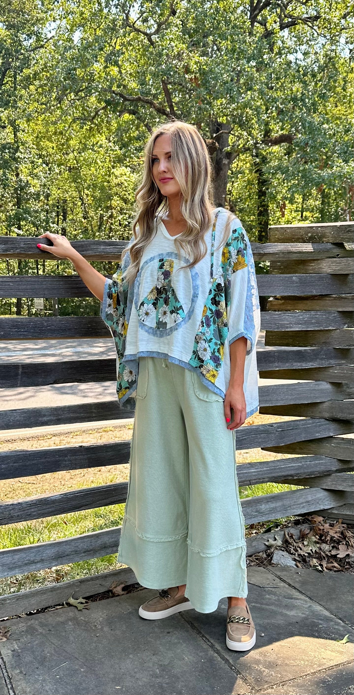 Oversized Peace Patch Top