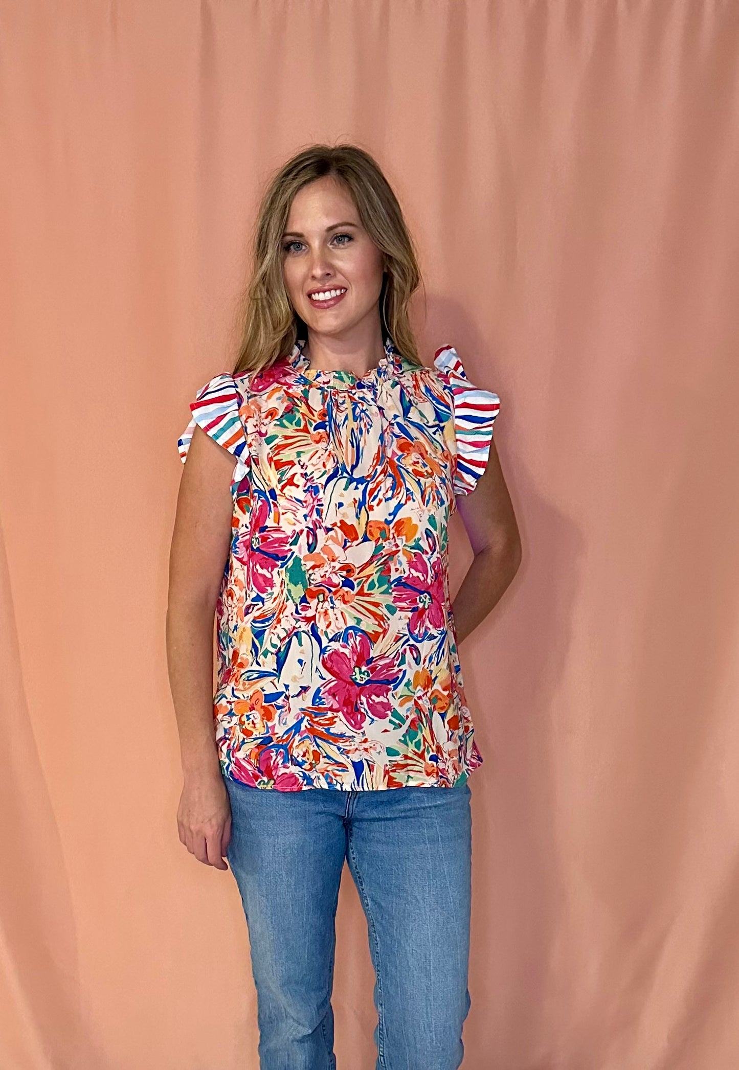 Colorful Ruffle Top