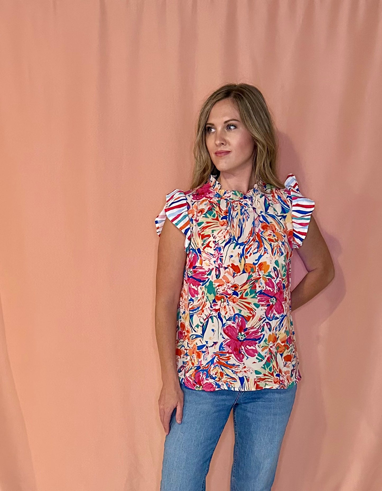 Colorful Ruffle Top