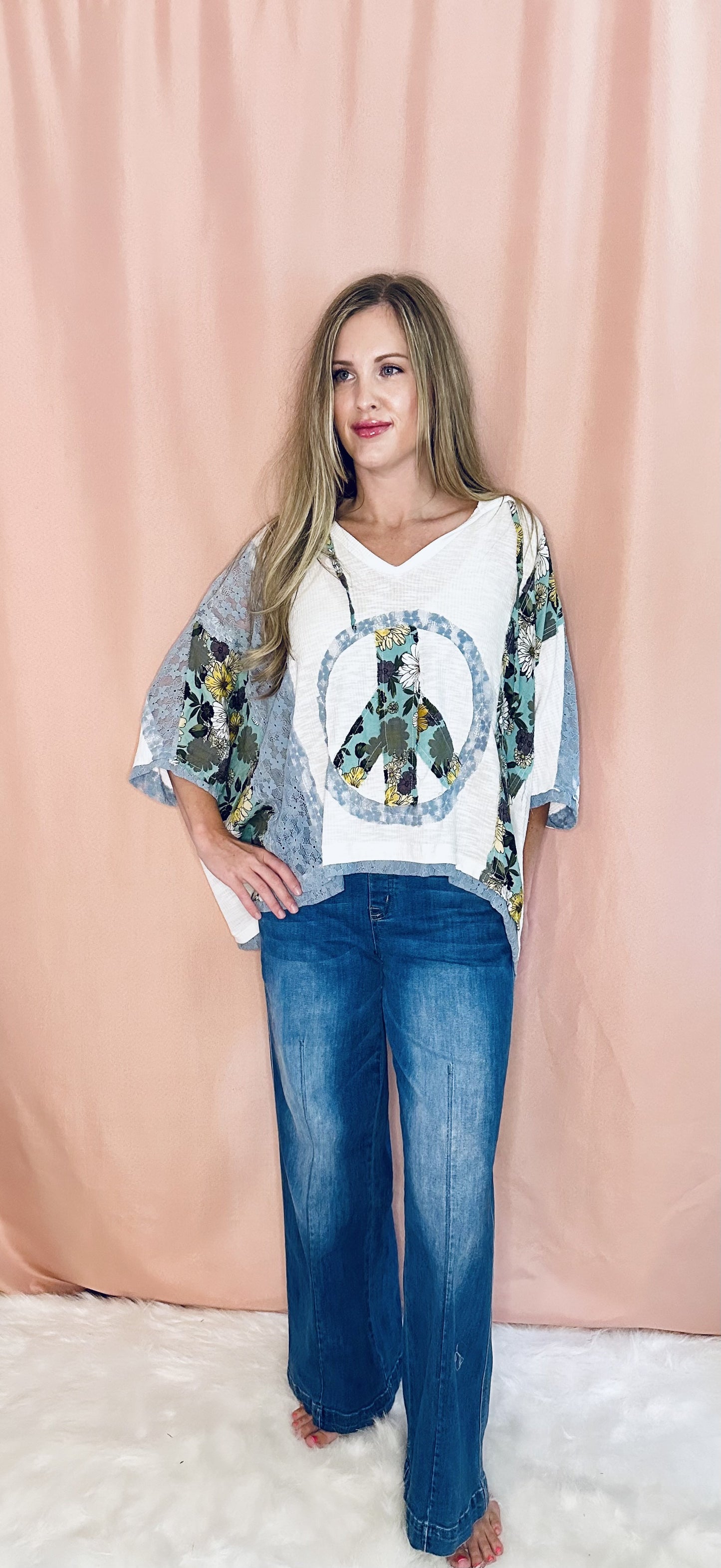 Oversized Peace Patch Top