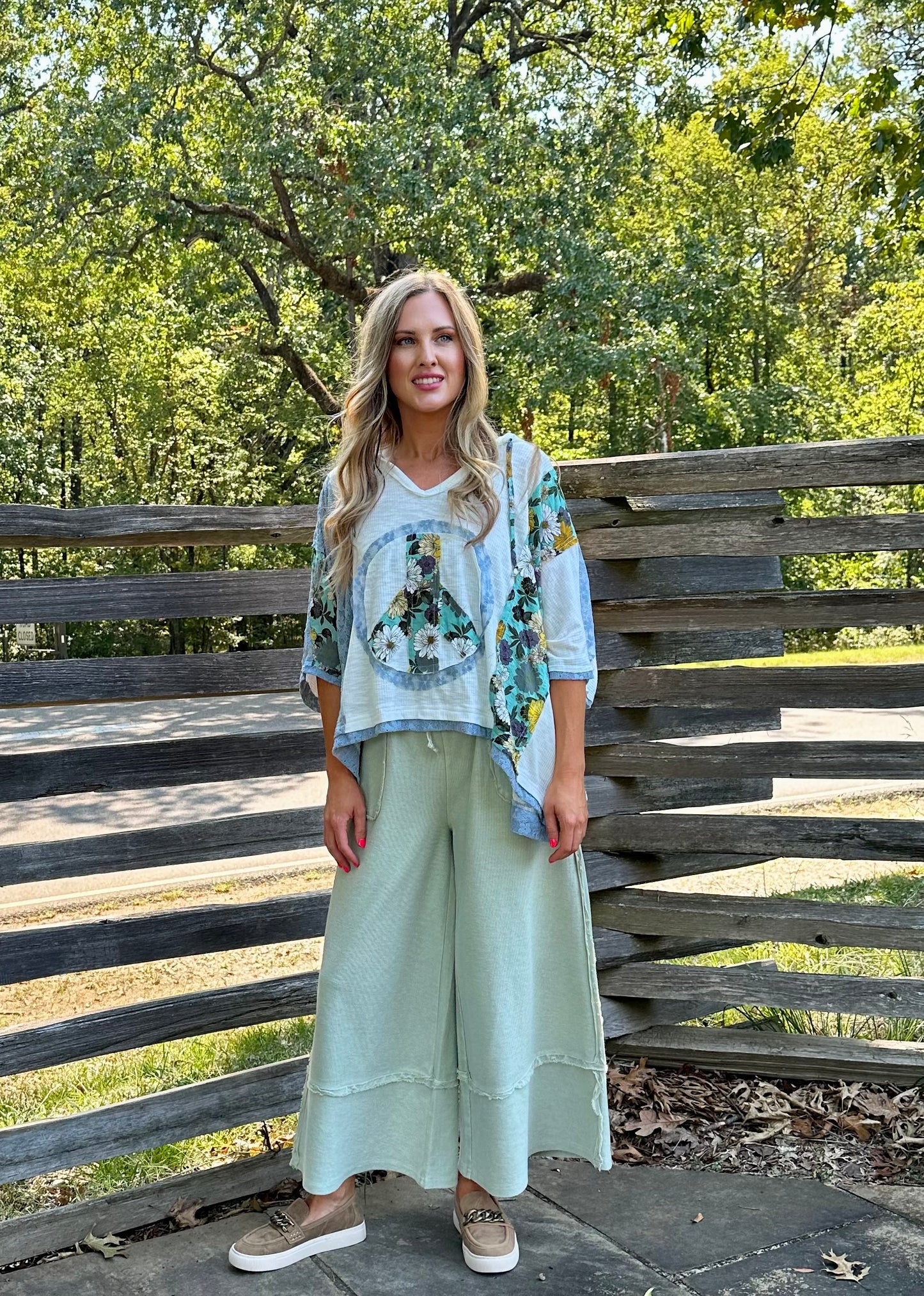 Oversized Peace Patch Top