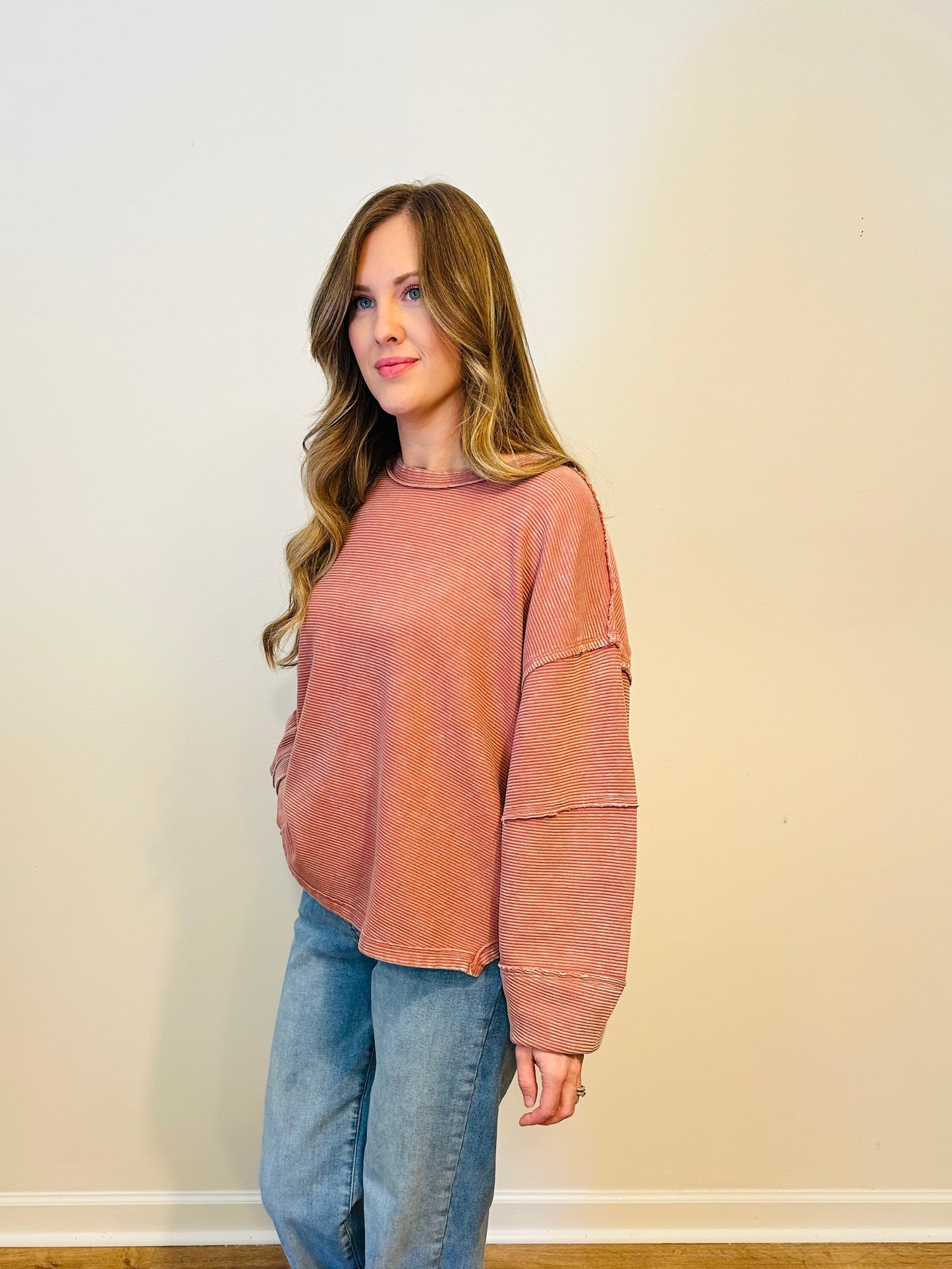 Winter Rose Ribbed Top