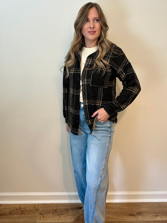 Charcoal Plaid Shacket