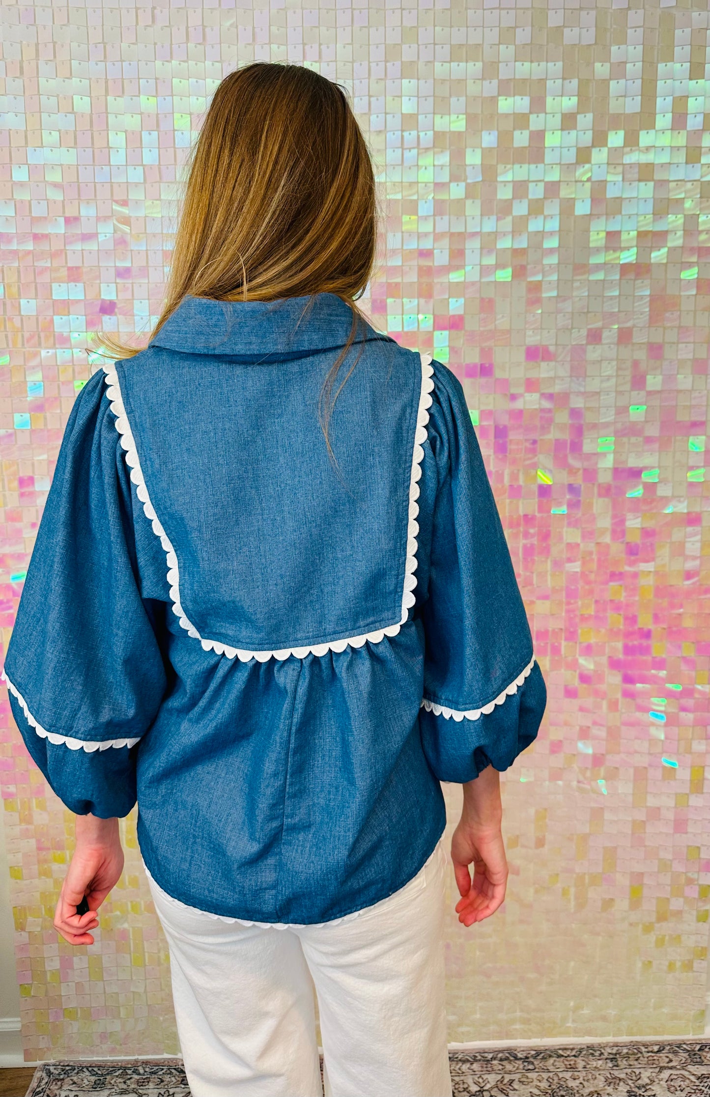 Denim Scallop Top