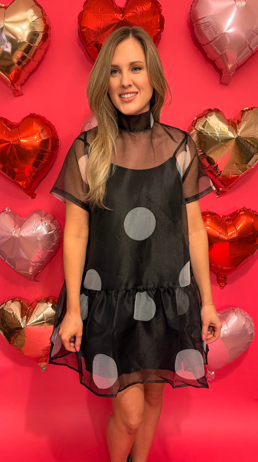 Sheer Polka Dot Dress (Black/White)