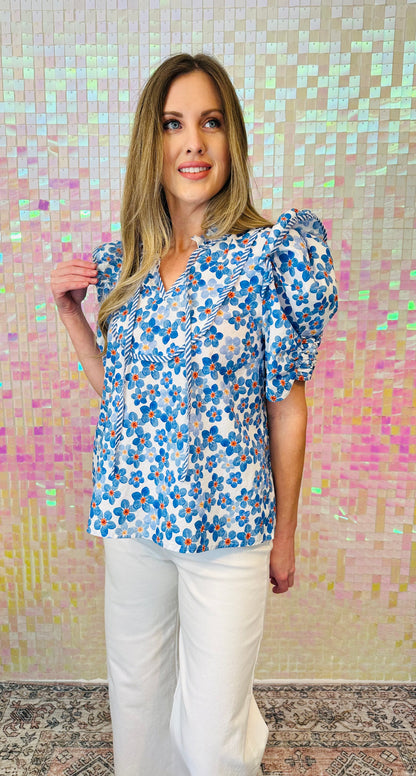Blue Floral Top