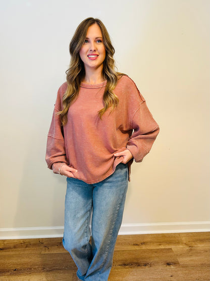 Winter Rose Ribbed Top