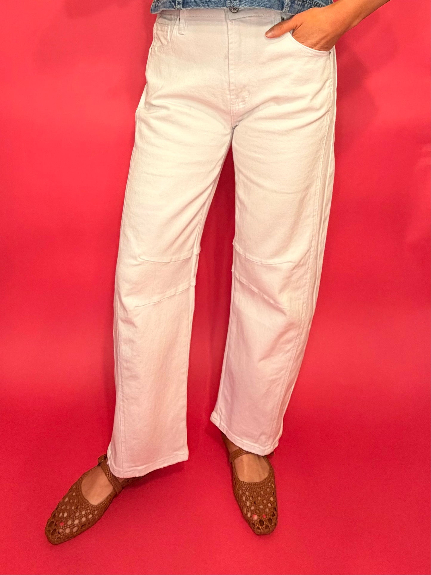 Barrel Leg Denim - White
