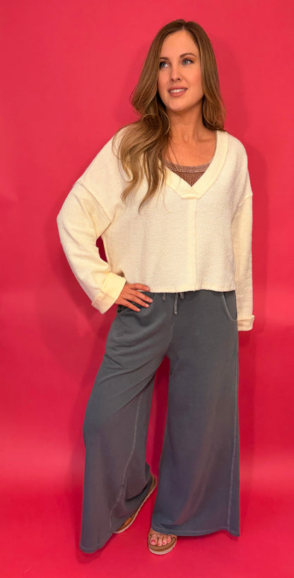 French Terry Pants - Ash Jade