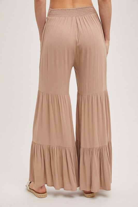 Latte Wide Leg Tiered Pants