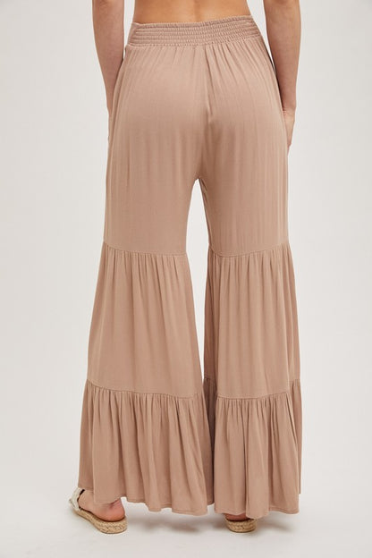 Latte Wide Leg Tiered Pants