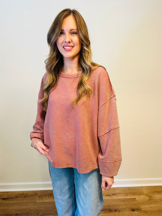 Winter Rose Ribbed Top
