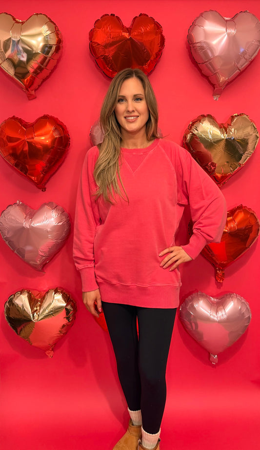 French Terry Pullover w/ Pockets - Red