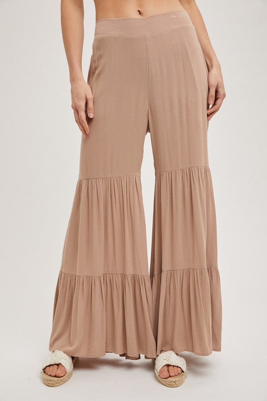 Latte Wide Leg Tiered Pants
