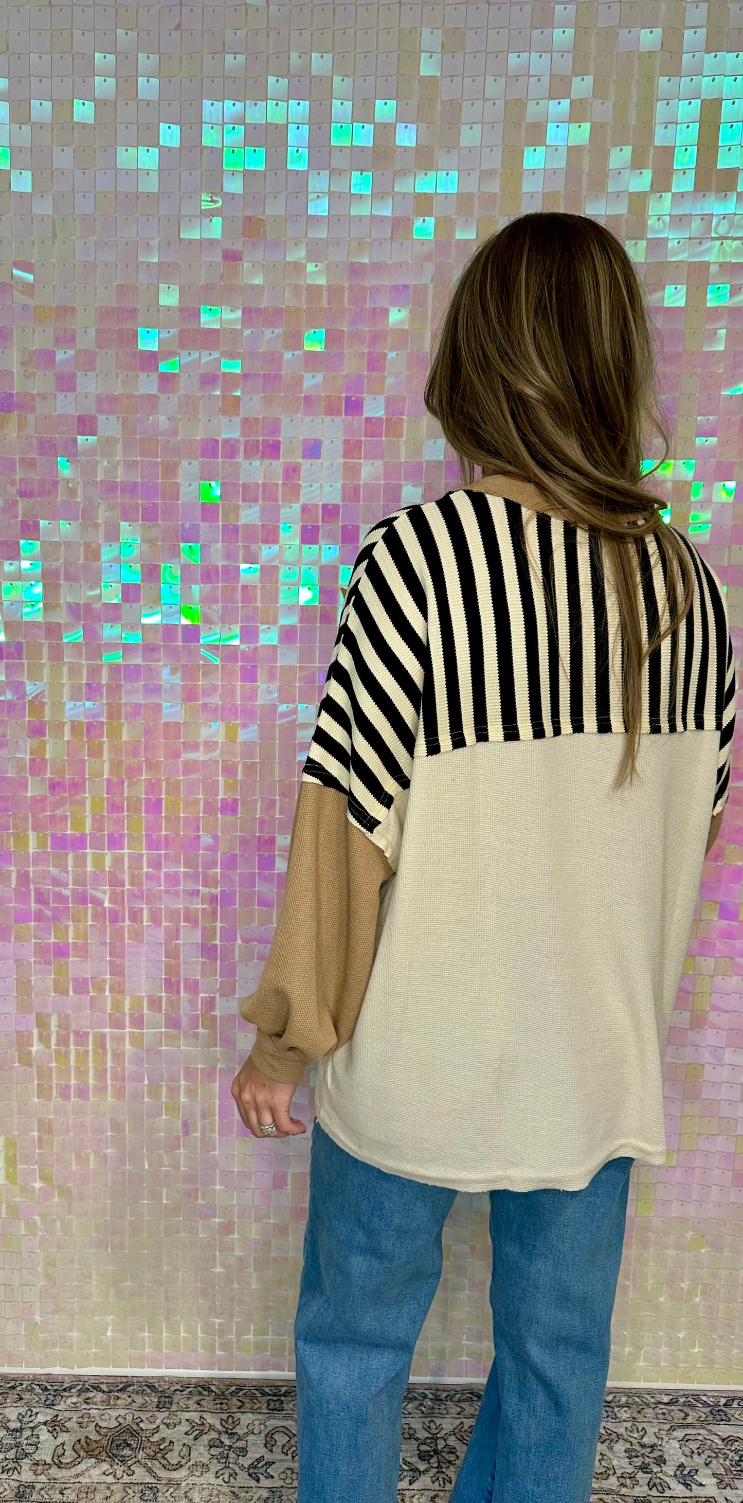 BiBi Star Patchwork Mixed Long Sleeve Top
