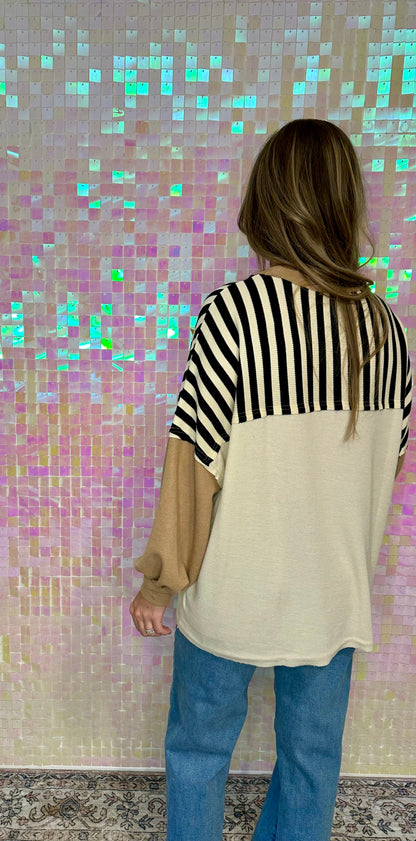 BiBi Star Patchwork Mixed Long Sleeve Top