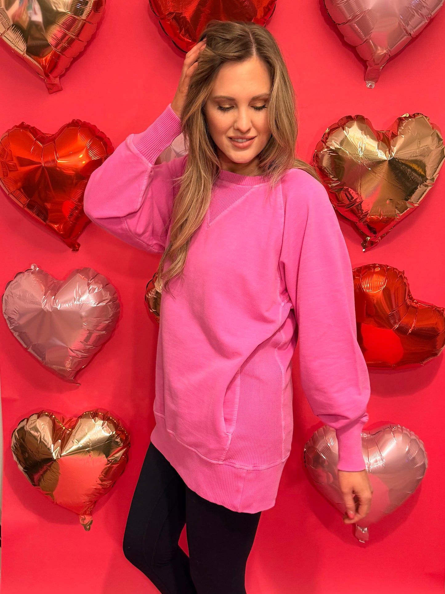 French Terry Pullover w/ Pockets - Neon Pink