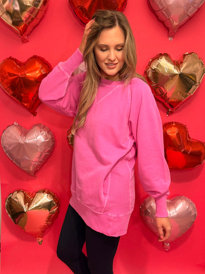 French Terry Pullover w/ Pockets - Neon Pink