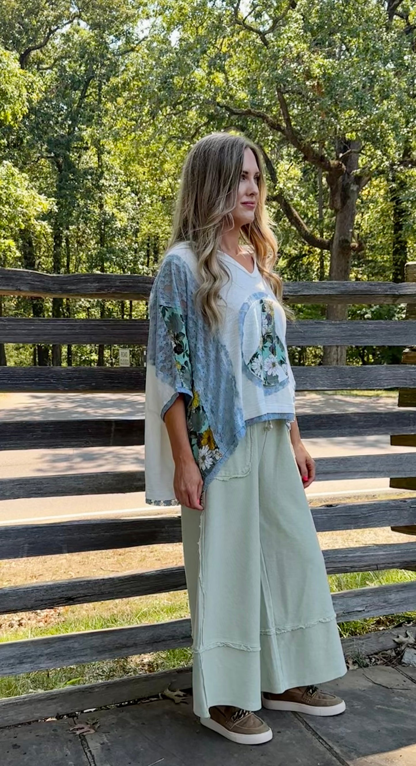 Oversized Peace Patch Top