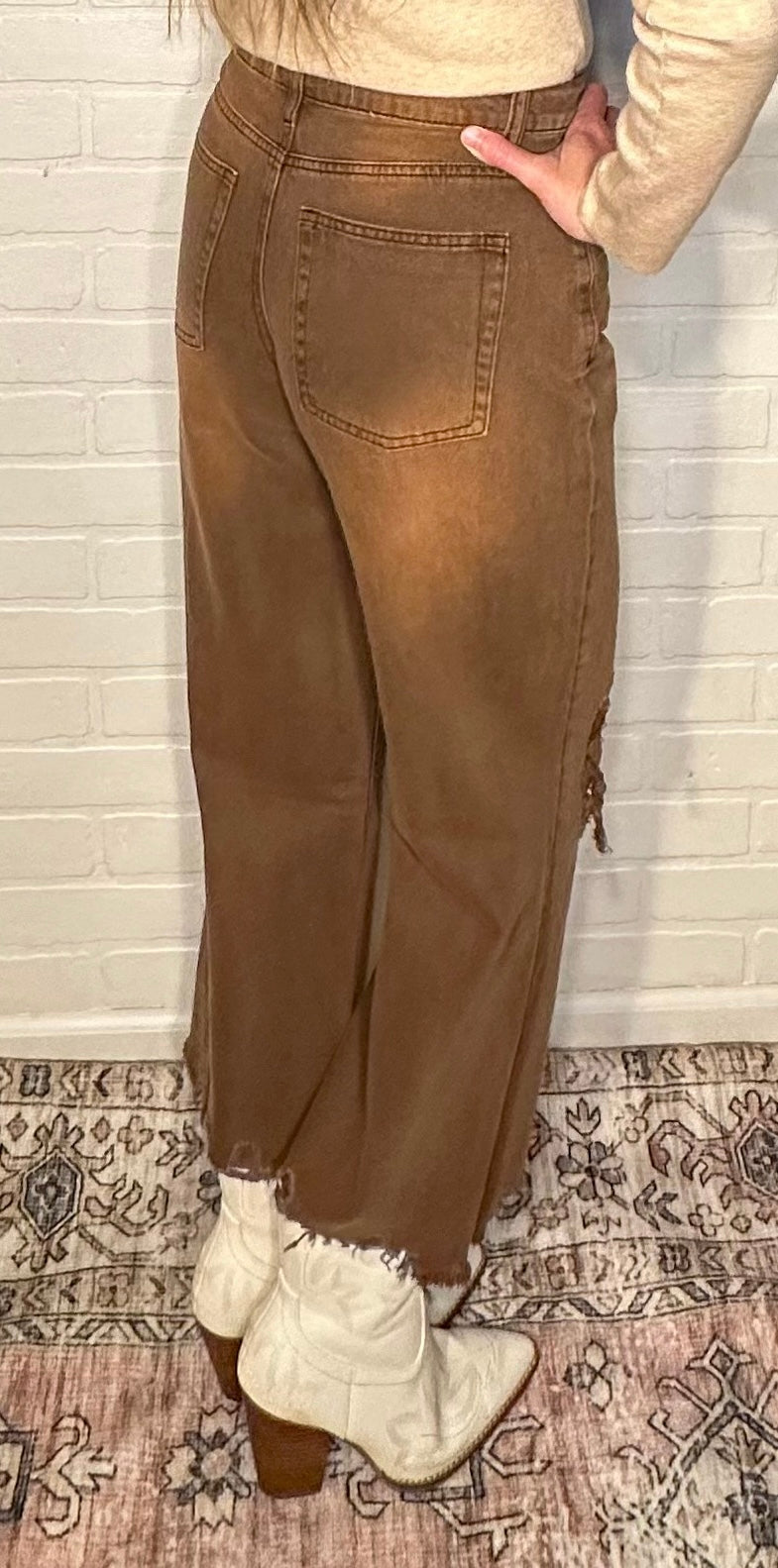 Brown Distressed Denim