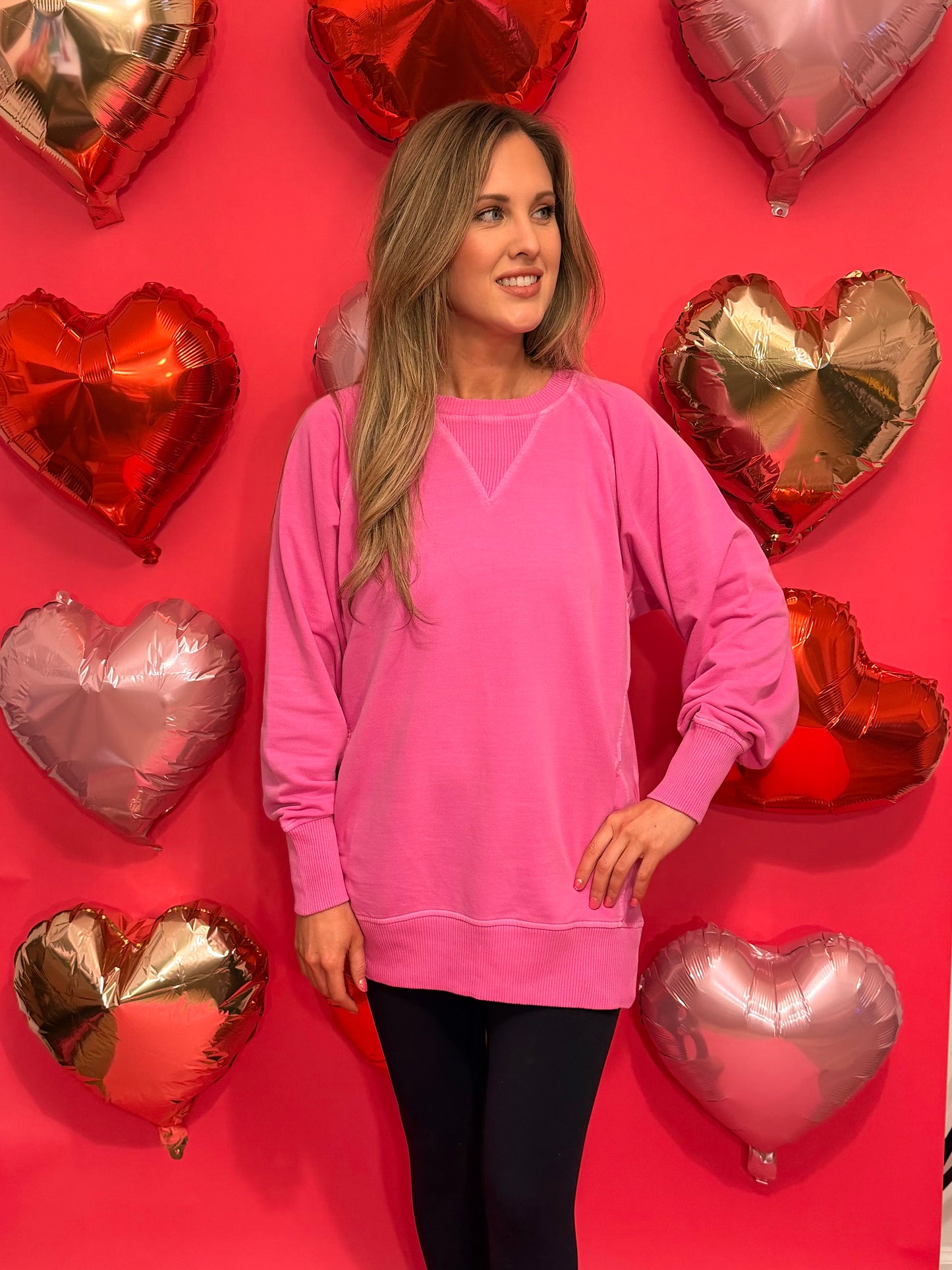 French Terry Pullover w/ Pockets - Neon Pink