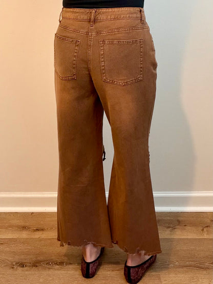 Brown Distressed Denim