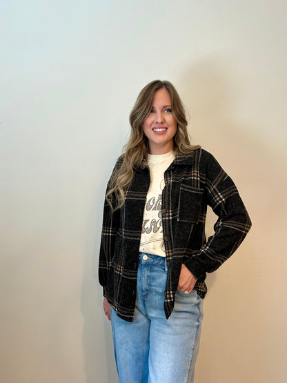 Charcoal Plaid Shacket