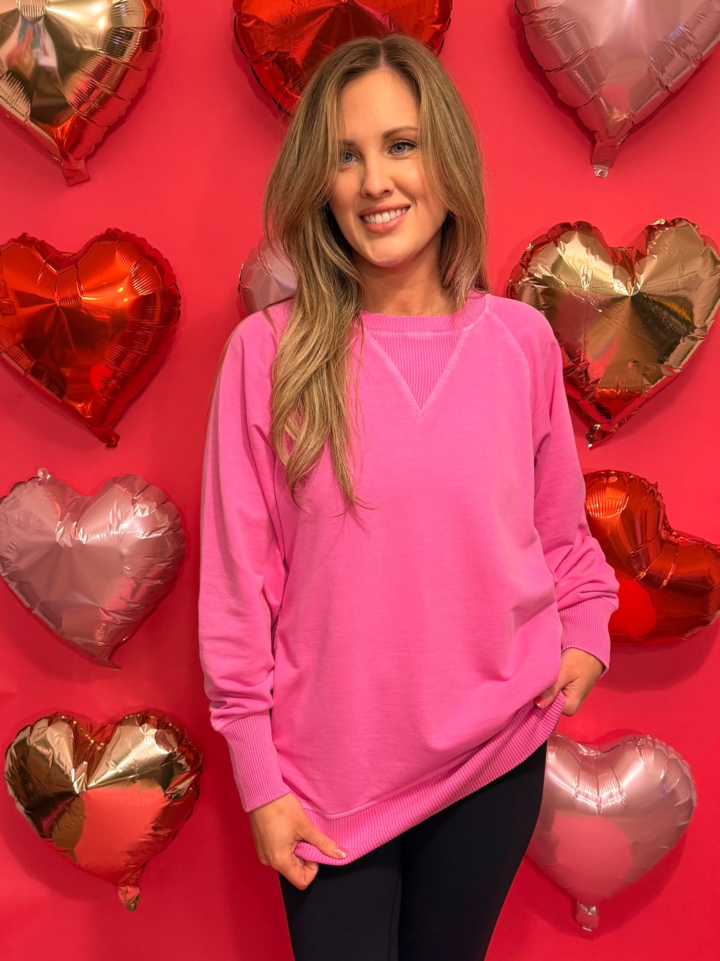 French Terry Pullover w/ Pockets - Neon Pink