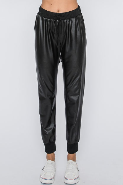 Faux Leather Jogger