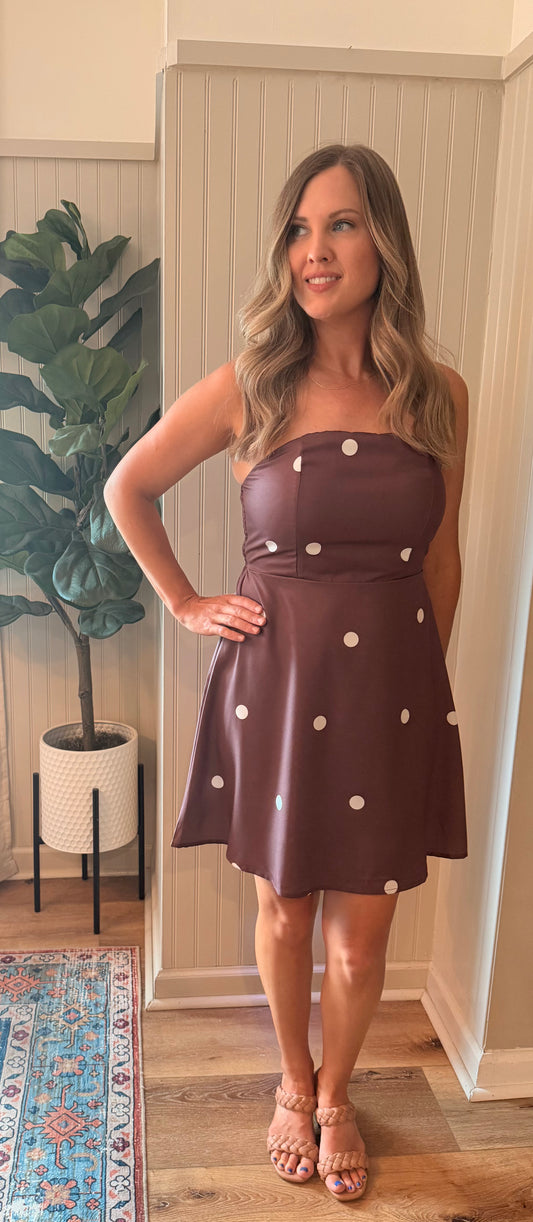 Mini Brown Polka Dot Dress
