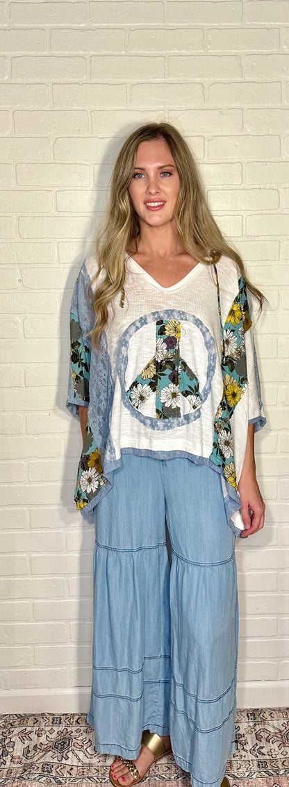 Oversized Peace Patch Top