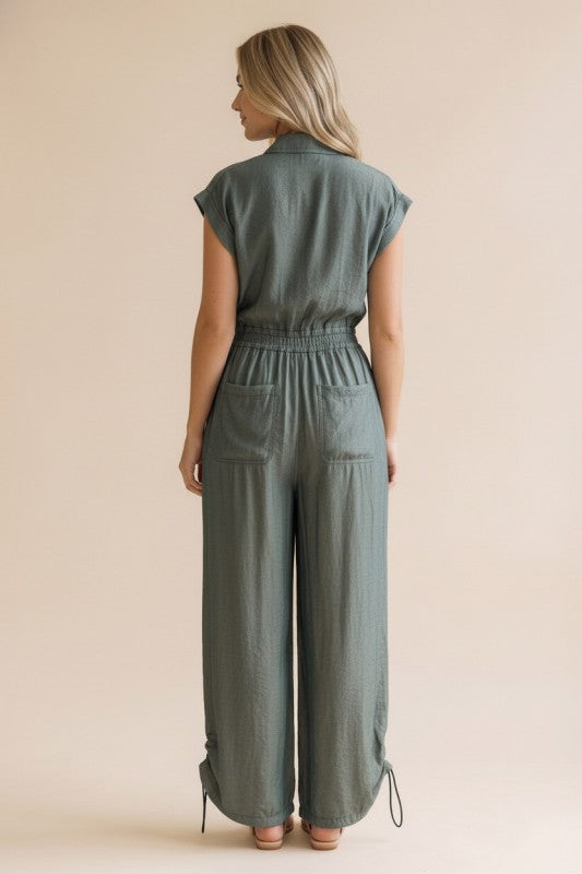Button Down Chambray Jumpsuit
