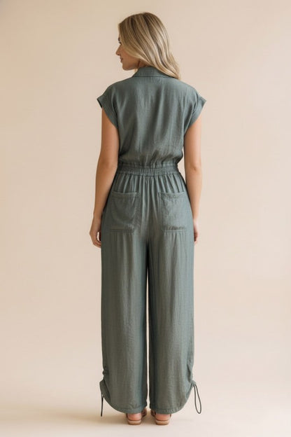 Button Down Chambray Jumpsuit