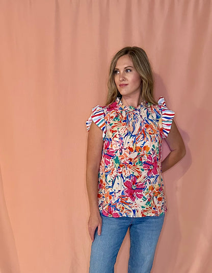 Colorful Ruffle Top
