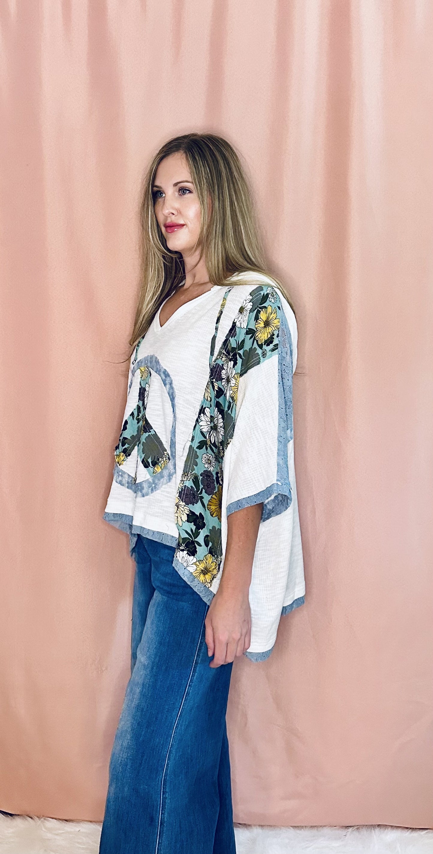 Oversized Peace Patch Top